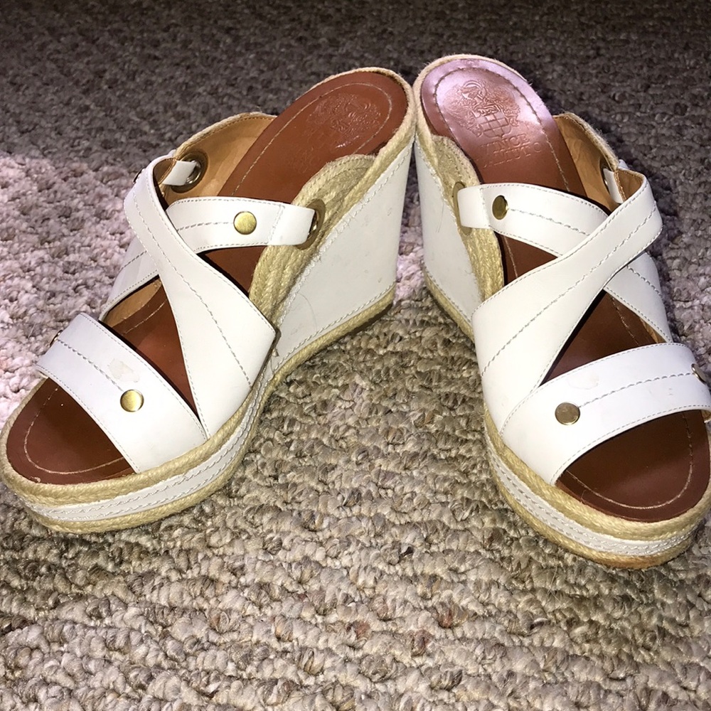 White slide on wedges